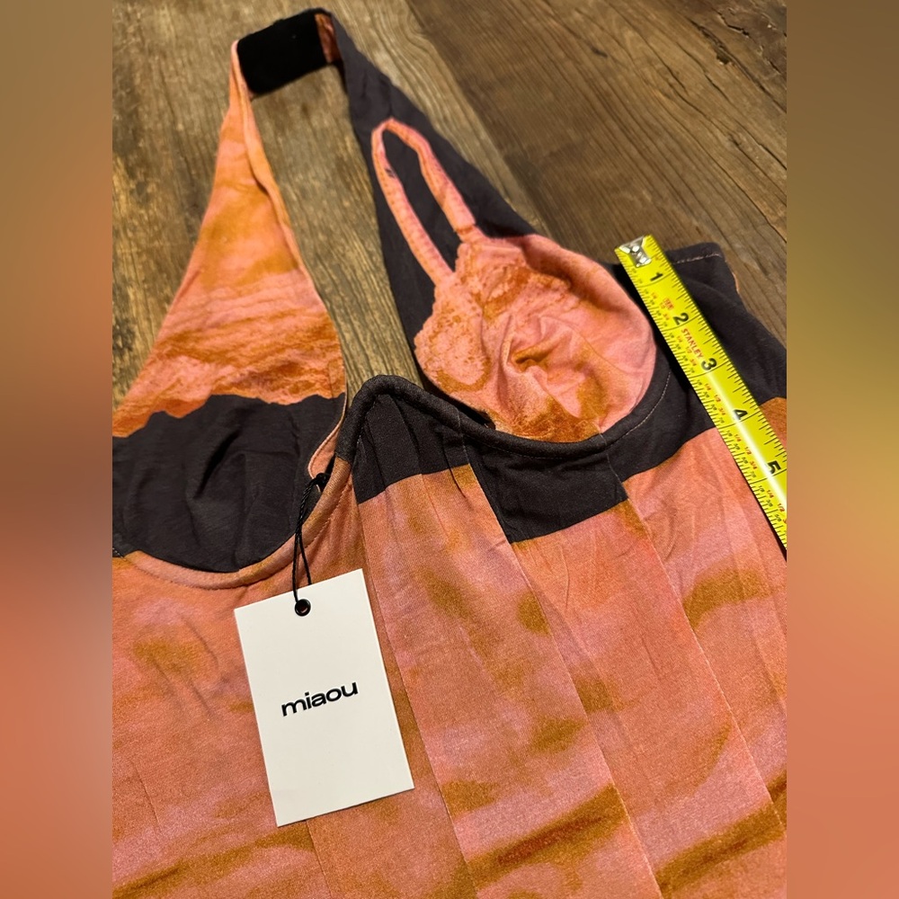 Miaou Coral and Charcoal corset top zip back